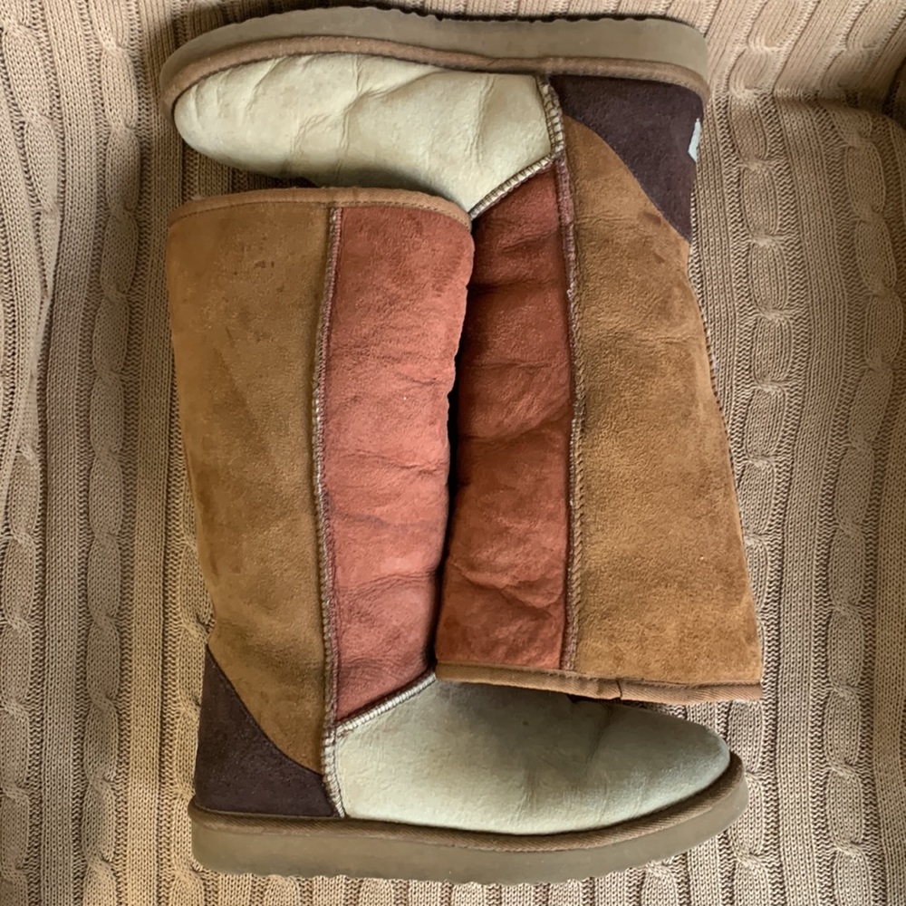 Rare Find Tall Multi Color Patchwork UGG Boots Size 10